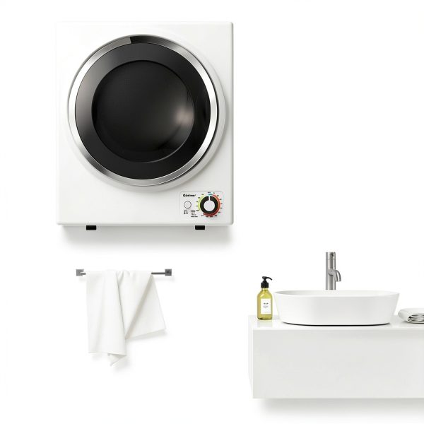 Compact Laundry Dryer COSTWAY 110V with Stainless Steel Tub White-8