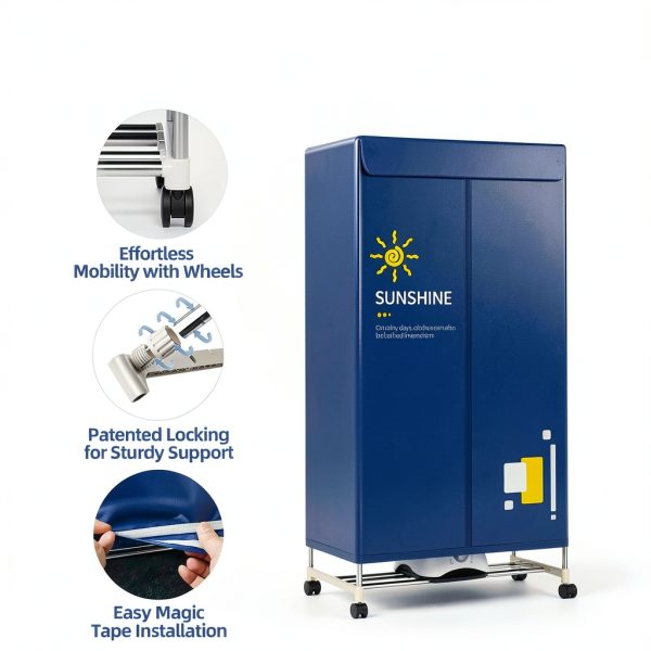 Portable Clothes Dryer, 1000W Drying Machine for Laundry Double Layers Portable Dryer Stainless Steel Mini Dryer for Apartments Home Dorms Travel RVs with Timer and Fabric Cover Ptalseaw-4