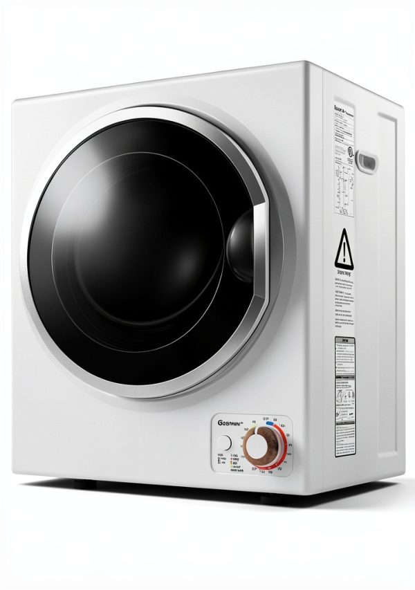 Compact Laundry Dryer COSTWAY 110V with Stainless Steel Tub White-0