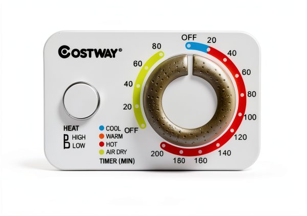 Compact Laundry Dryer COSTWAY 110V with Stainless Steel Tub White-2