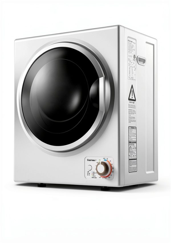 Compact Laundry Dryer COSTWAY 110V with Stainless Steel Tub White-5