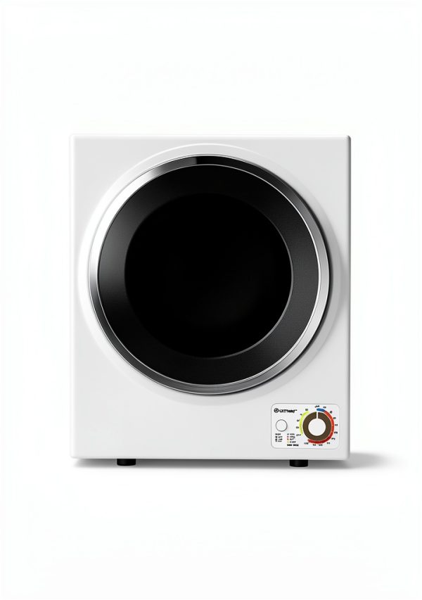 Compact Laundry Dryer COSTWAY 110V with Stainless Steel Tub White-3